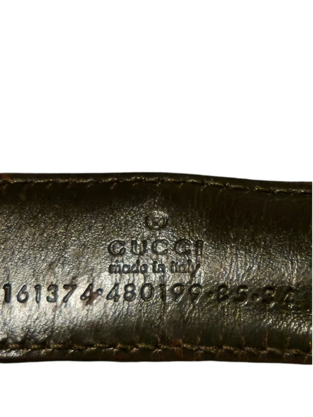 Gucci Brown Leather Belt with Gold Buckle, One Size